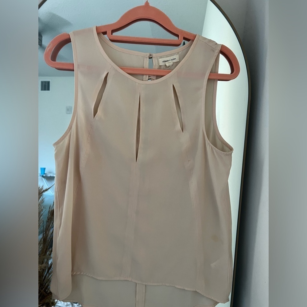Silence + Noise Sleeveless Blouse With Cut Outs Cream  Size M